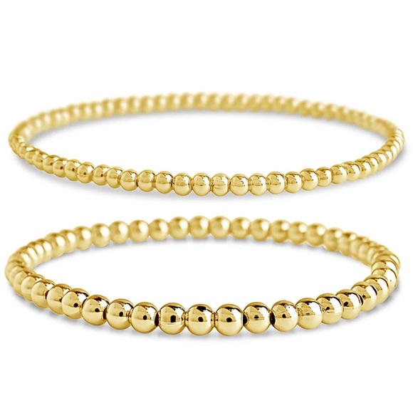 Sterling Forever NWT Beaded Stretch 14K Gold Bracelet Set - Picture 3 of 3